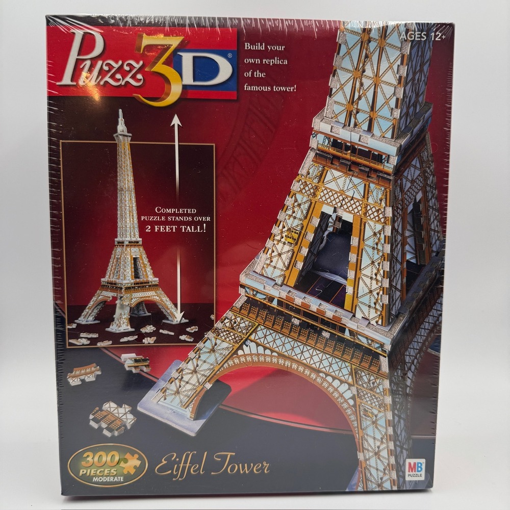 Puzz 3D Eiffel Tower 300 Piece Foam Backed Puzzle Milton Bradley Wrebbit NEW